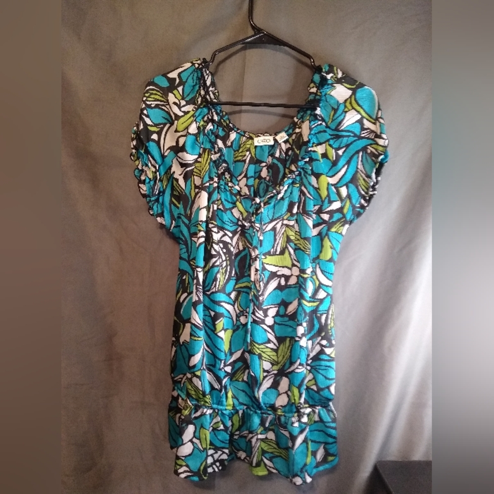 Cato Geometric Leaf Print Tunic